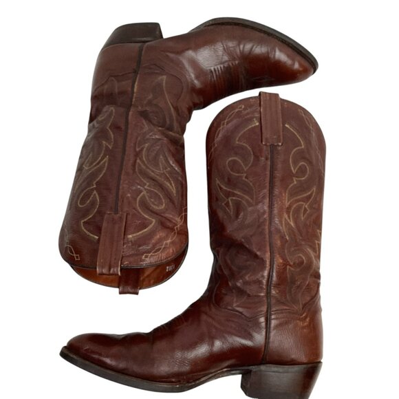 Dan Post Marlboro Western Style 2111 Mens 9D Leather Cowboy Boots Brown - Picture 3 of 12